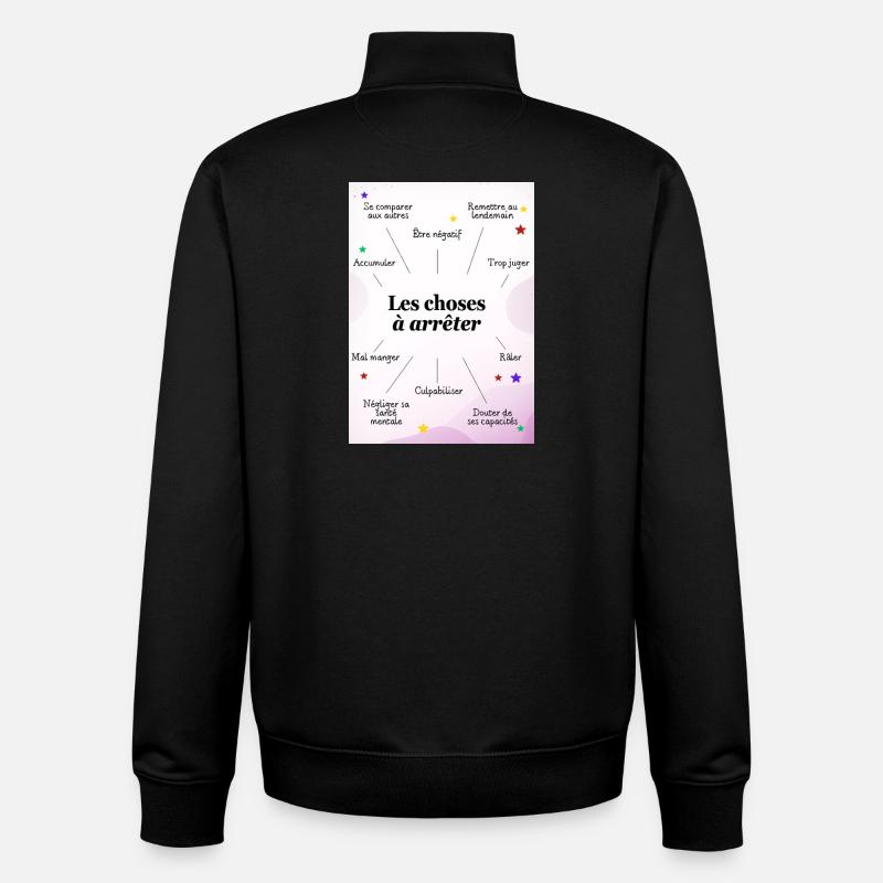 CITATION. HUMOUR. RESOLUTION. NOËL. ANNEE - Sweat zippé unisexe en coton bio Stanley/Stella - noir