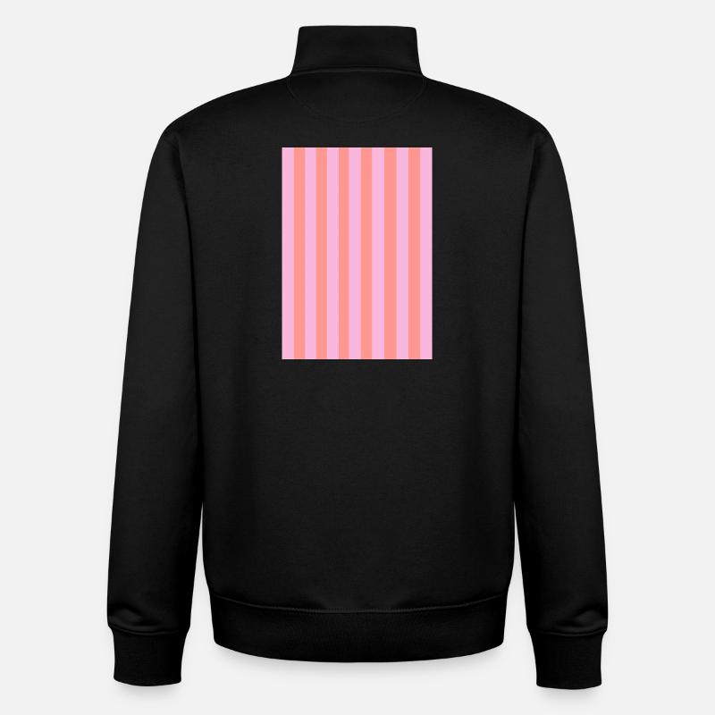 Stripes - Pink Red Customizable - Unisex Organic Zip Sweatshirt by Stanley/Stella - black