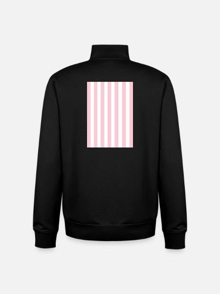 Stripes - pink white personalizable - Unisex Organic Zip Sweatshirt by Stanley/Stella - black