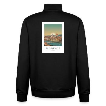 Crépuscule au-dessus de la cathédrale de Florence - Sweat zippé unisexe en coton bio Stanley/Stella - noir - Dos - AI Model Male 185 light (185cm)