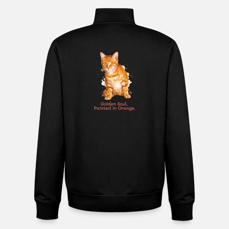 Goldene Seele Orange Katze. - Unisex Organic Zip Sweatshirt von Stanley/Stella - Schwarz