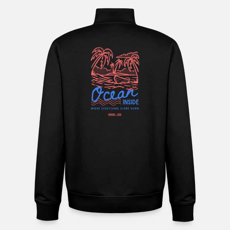 Océan à l’intérieur de Palm Island - Sweat zippé unisexe en coton bio Stanley/Stella - noir