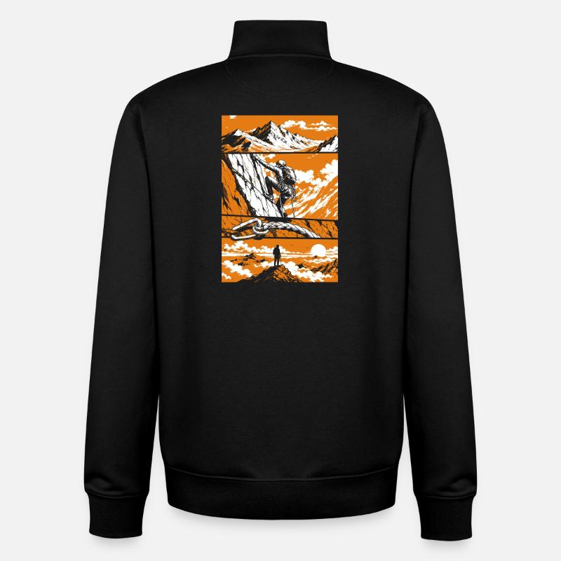 Summit Victory Mountain Art - Unisex Organic Zip Sweatshirt by Stanley/Stella - black