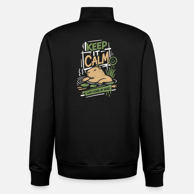 Keep It Calm Capy State Mind - Unisex Organic Zip Sweatshirt von Stanley/Stella - Schwarz
