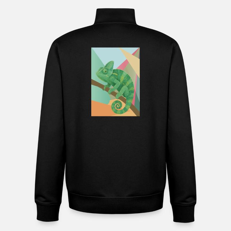 Green Chameleon Geometry Style - Unisex Organic Zip Sweatshirt by Stanley/Stella - black