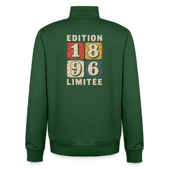 Édition 1986 Limitée Vintage Distress - Sweat zippé unisexe en coton bio Stanley/Stella - vert bouteille - Dos - AI Model Male 185 dark (185cm)