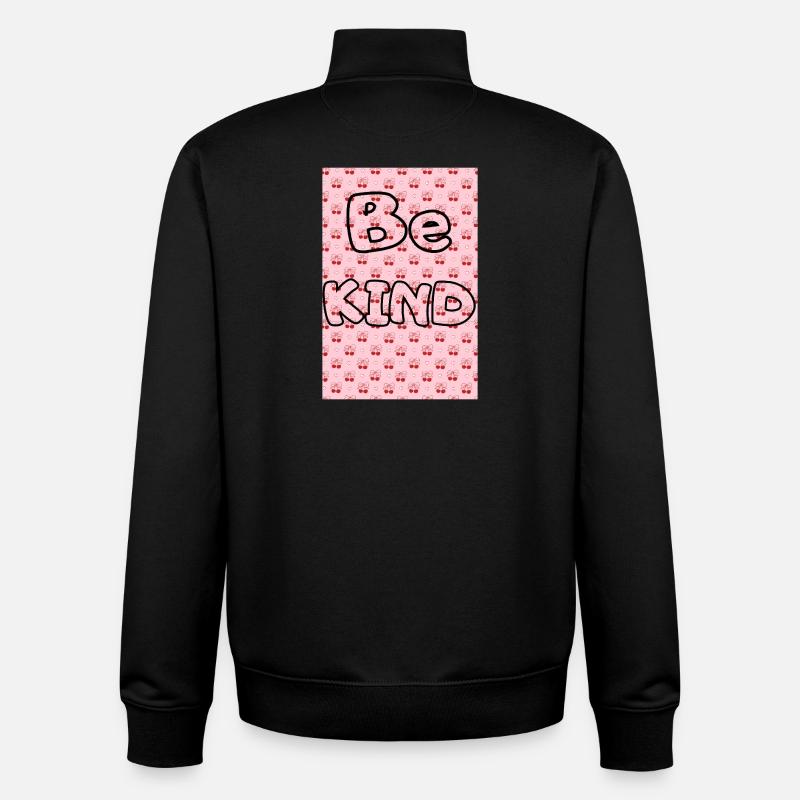 Be kind mit Kirschmuster - Unisex Organic Zip Sweatshirt von Stanley/Stella - Schwarz