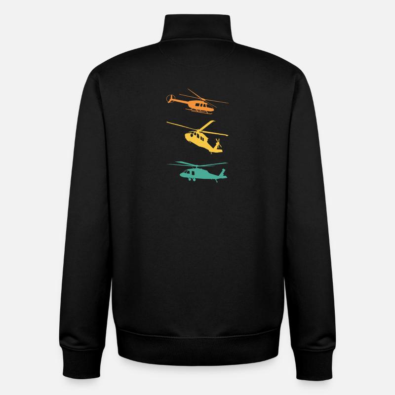 Helicopter Retro Pilot - Unisex Organic Zip Sweatshirt by Stanley/Stella - black