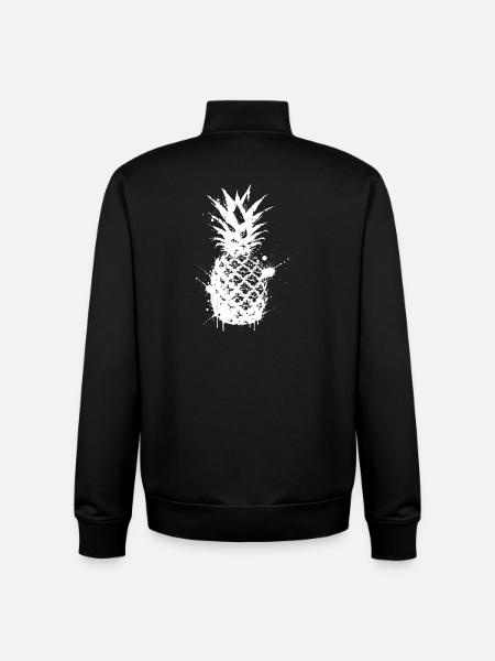 Pineapple Splatter Graphic White - Unisex Organic Zip Sweatshirt by Stanley/Stella - black