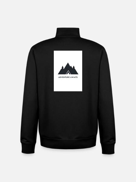 Adventure Awaits Mountains Design - Unisex Organic Zip Sweatshirt by Stanley/Stella - black