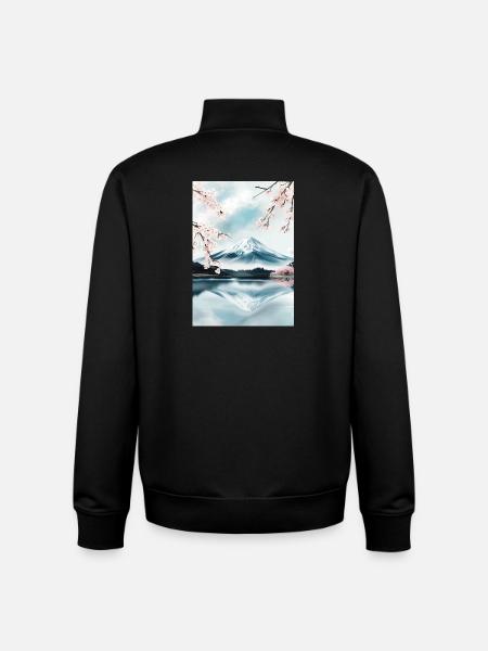 Fuji-Berg und Kirschblüten - Unisex Organic Zip Sweatshirt von Stanley/Stella - Schwarz