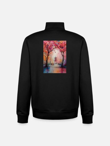 Herbstpagode in Blüte - Unisex Organic Zip Sweatshirt von Stanley/Stella - Schwarz