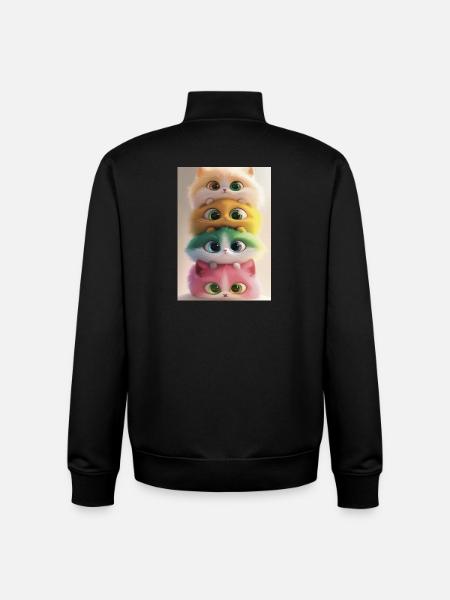 Stacked Rainbow Plush Cats - Unisex Organic Zip Sweatshirt by Stanley/Stella - black