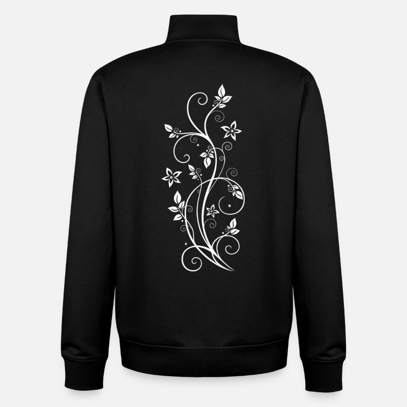 Feuille feuilles automne vrille plante - Sweat zippé unisexe en coton bio Stanley/Stella - noir