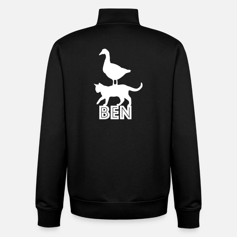 Oca Gato Ben - Sweat zippé unisexe en coton bio Stanley/Stella - noir