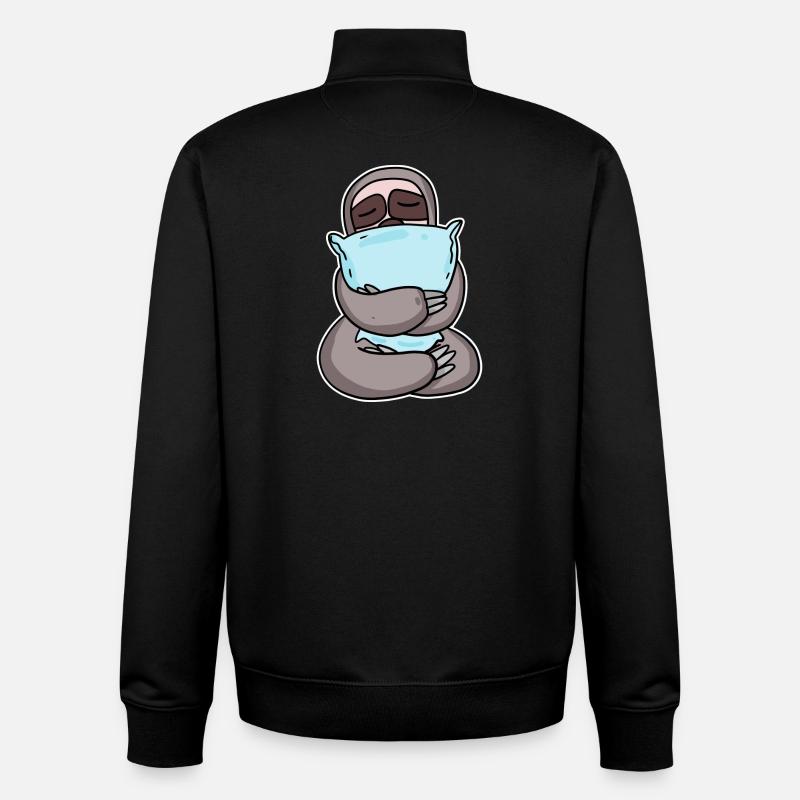 Sloth with pillow - Unisex Organic Zip Sweatshirt by Stanley/Stella - black