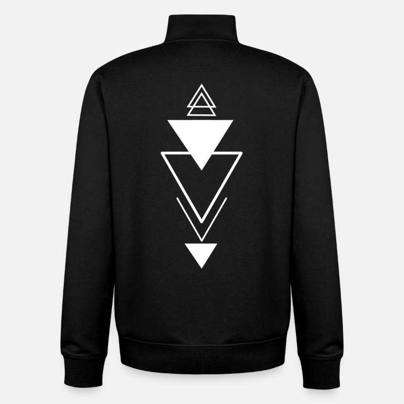 Triangular symbol (white) - Unisex Organic Zip Sweatshirt by Stanley/Stella - black