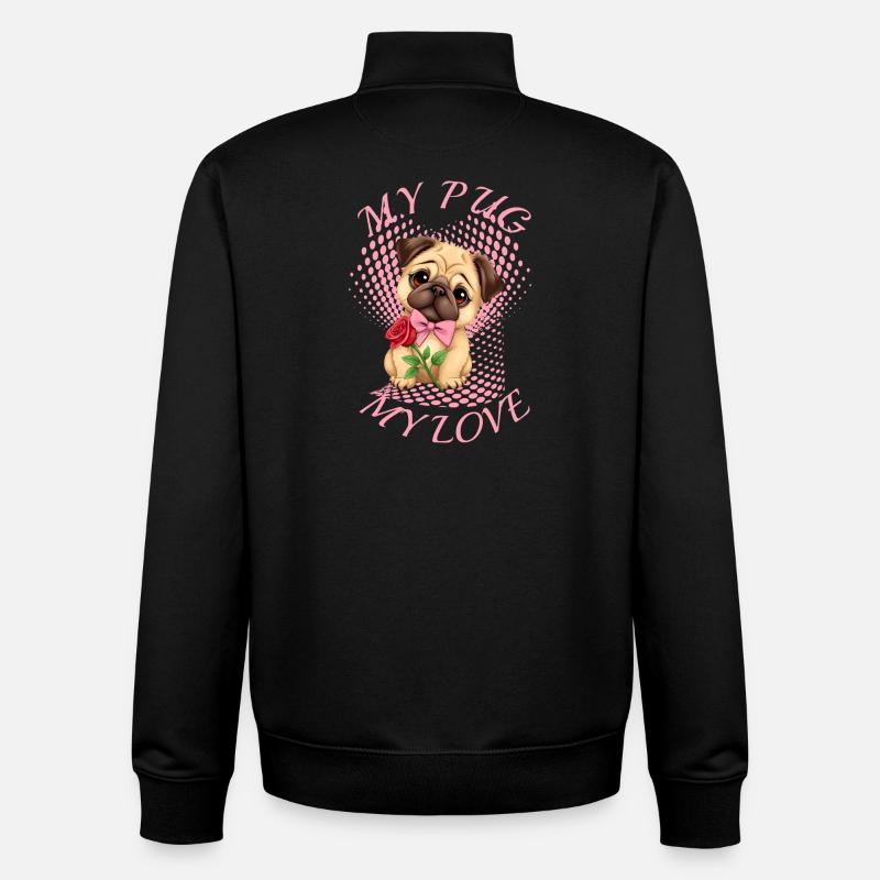 Mops Hund - Unisex Organic Zip Sweatshirt von Stanley/Stella - Schwarz