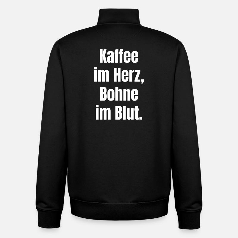 Kaffee im Herzen Blutspruch - Unisex Organic Zip Sweatshirt von Stanley/Stella - Schwarz