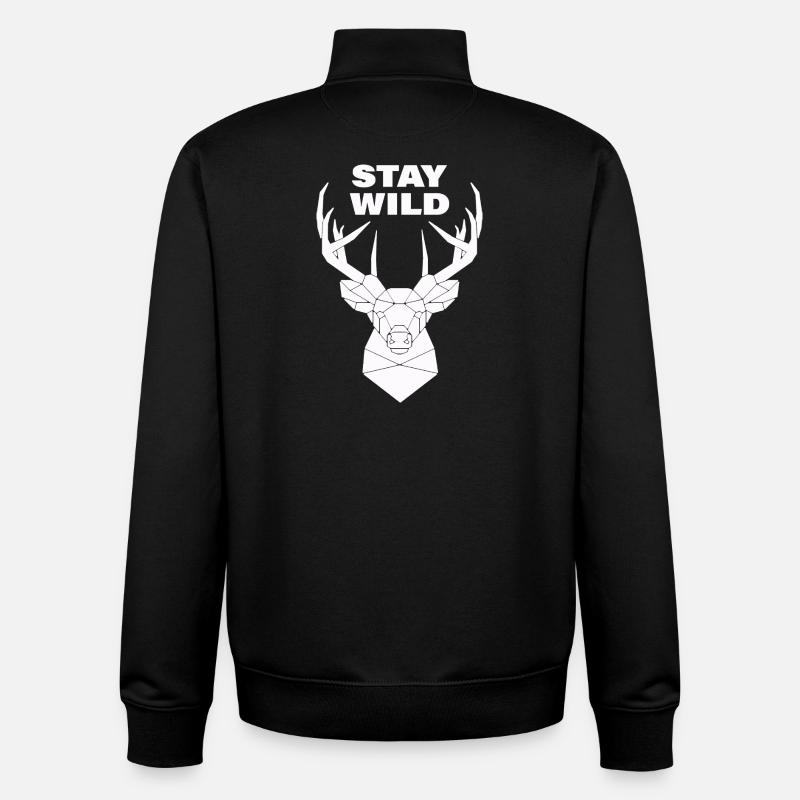 Restez sauvage - Sweat zippé unisexe en coton bio Stanley/Stella - noir