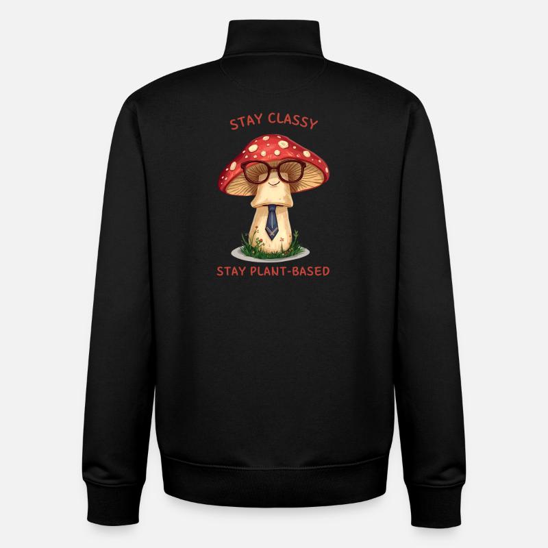 Stay Classy - Design de champignon nostalgique - Sweat zippé unisexe en coton bio Stanley/Stella - noir