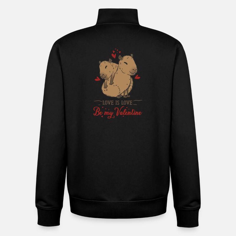 Love motif with two capybara babies - Unisex Organic Zip Sweatshirt by Stanley/Stella - black