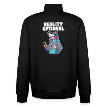 Reality Optional VR Gamerin - Unisex Organic Zip Sweatshirt von Stanley/Stella - Schwarz - Hinten - AI Model Male 185 light (185cm)