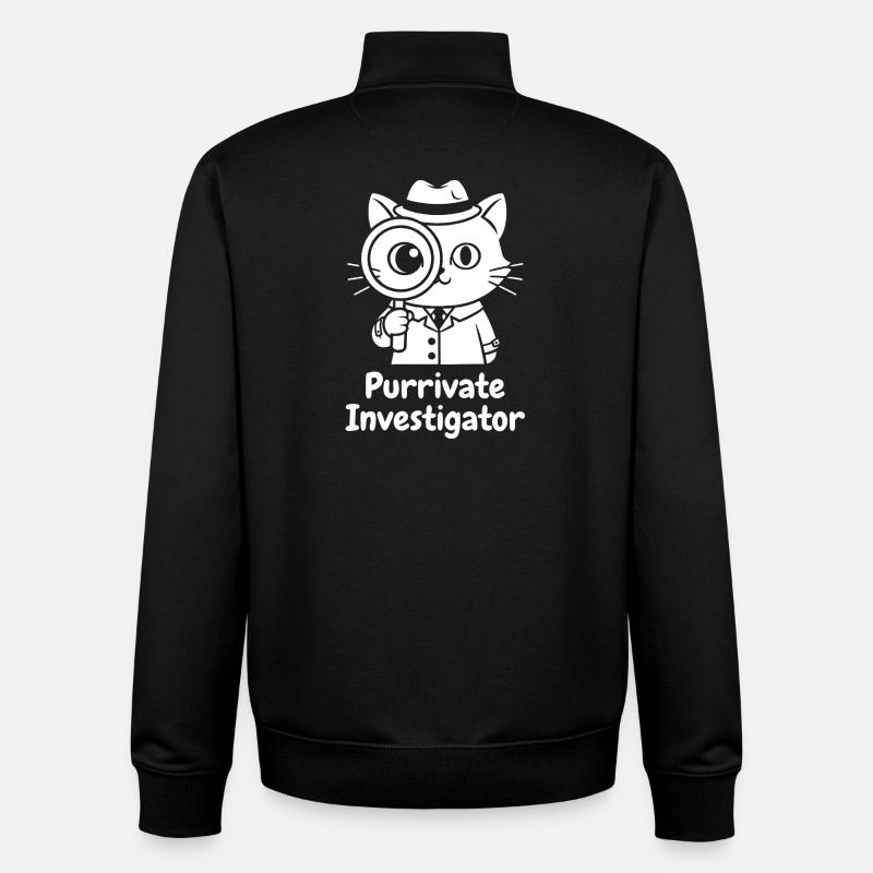 Purrivate Ermittler Katzchen - Unisex Organic Zip Sweatshirt von Stanley/Stella - Schwarz