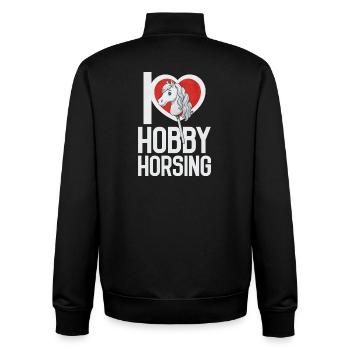 Ich liebe Hobby Horsing - Unisex Organic Zip Sweatshirt von Stanley/Stella - Schwarz - Hinten - AI Model Male 185 light (185cm)