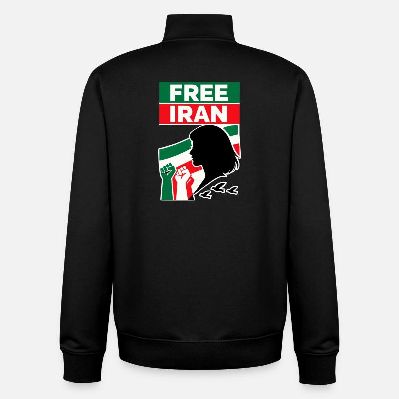 Iran libre - Sweat zippé unisexe en coton bio Stanley/Stella - noir