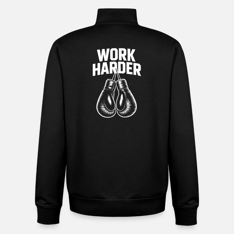 Work härter – Cool Boxing Motivations-Tee - Unisex Organic Zip Sweatshirt von Stanley/Stella - Schwarz