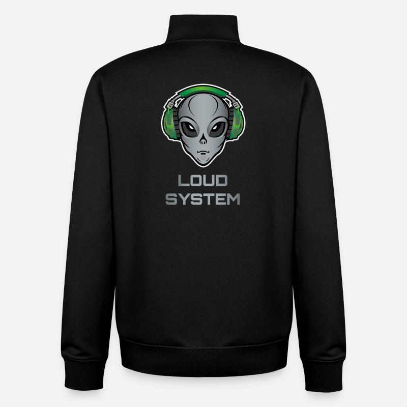 DJ Alien - Loud System - Sweat zippé unisexe en coton bio Stanley/Stella - noir