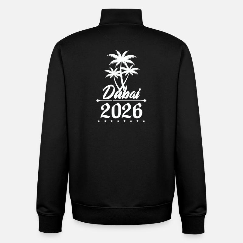 Dubai 2026 Palm Tree Emblem - Unisex Organic Zip Sweatshirt by Stanley/Stella - black