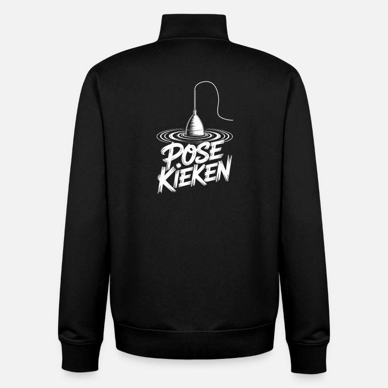 Pêche, Dicton, Pose - Sweat zippé unisexe en coton bio Stanley/Stella - noir