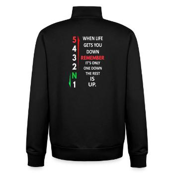 Rappelez-vous du schéma de changement de vitesse moto 1 en bas et en haut - Sweat zippé unisexe en coton bio Stanley/Stella - noir - Dos - AI Model Male 185 light (185cm)