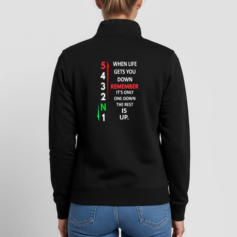 Remember 1 Down 5 Up Motorcycle Shift Pattern Unisex Organic Zip Sweatshirt by Stanley/Stella