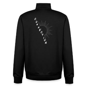 CONNECTION – Universal Energy - Unisex Organic Zip Sweatshirt by Stanley/Stella - black - Back - AI Model Male 185 light (185cm)