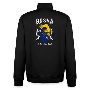 BOSNIEN Bosna Fußball Fan Totenkopf Flagge - Unisex Organic Zip Sweatshirt von Stanley/Stella - Schwarz - Hinten - AI Model Male 185 light (185cm)