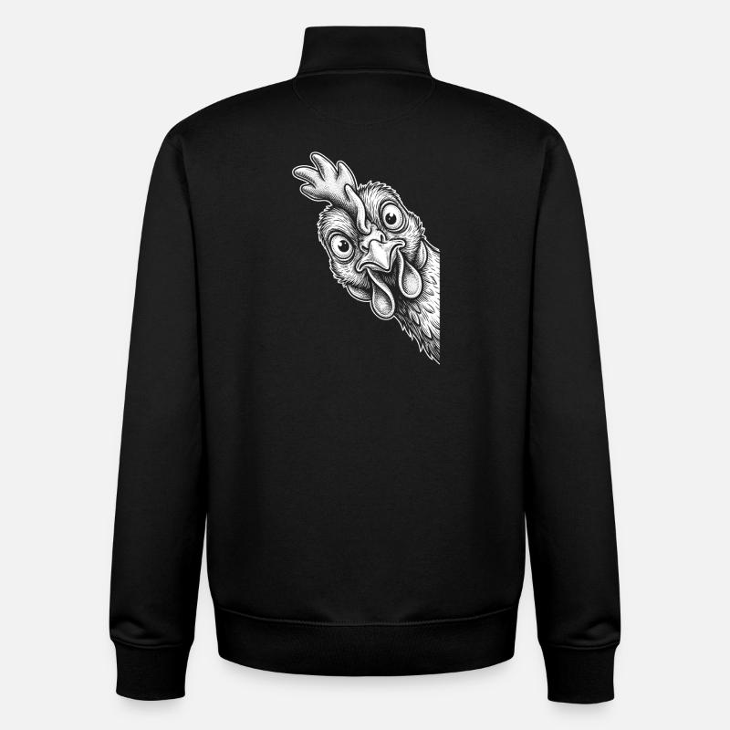 Funny peeking chicken - Unisex Organic Zip Sweatshirt by Stanley/Stella - black