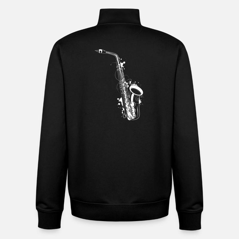 graffiti saxophone blanc - Sweat zippé unisexe en coton bio Stanley/Stella - noir