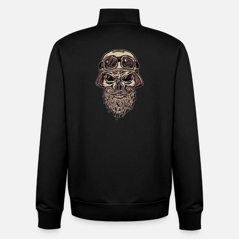 Totenschädel mit Bart und Helm - Unisex Organic Zip Sweatshirt von Stanley/Stella - Schwarz