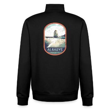 Badge retro, Algarve Portugal, plage été soleil - Sweat zippé unisexe en coton bio Stanley/Stella - noir - Dos - AI Model Male 185 light (185cm)