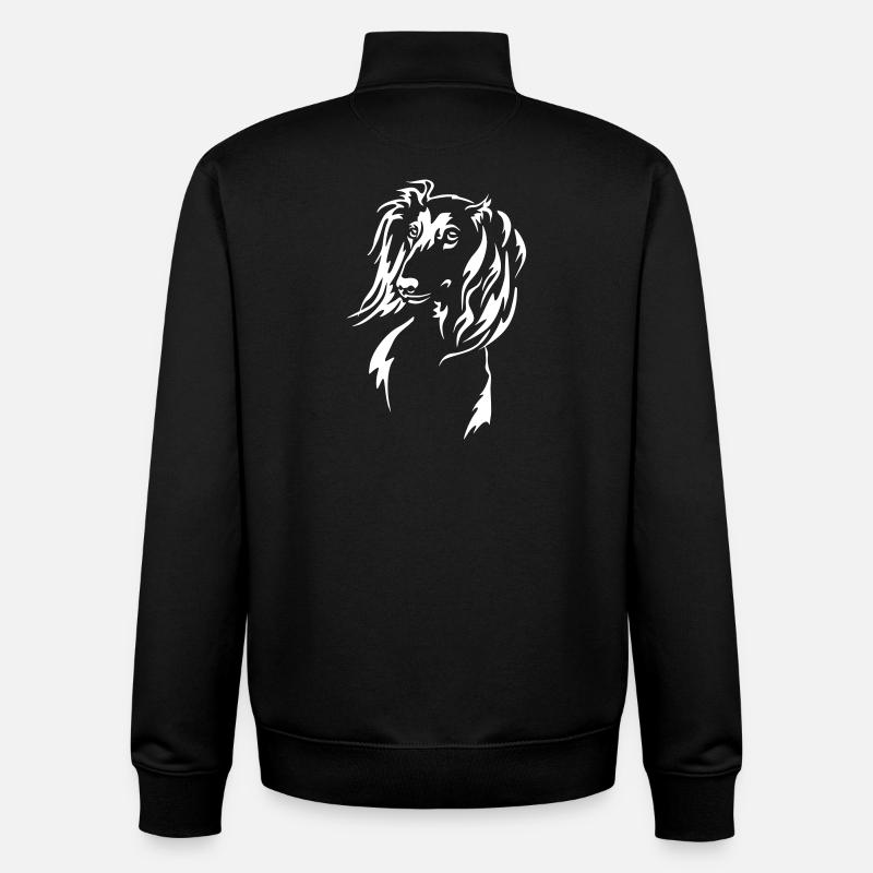 Saluki Head « Black Edition » - Sweat zippé unisexe en coton bio Stanley/Stella - noir