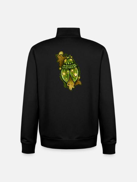 Green ladybug with leaf accents - Unisex Organic Zip Sweatshirt by Stanley/Stella - black