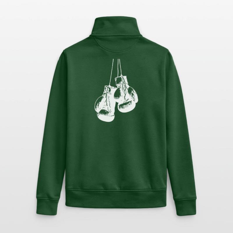 Conception de gants de boxe blancs suspendus. Conception de logo Sweat zippé unisexe en coton bio Stanley/Stella