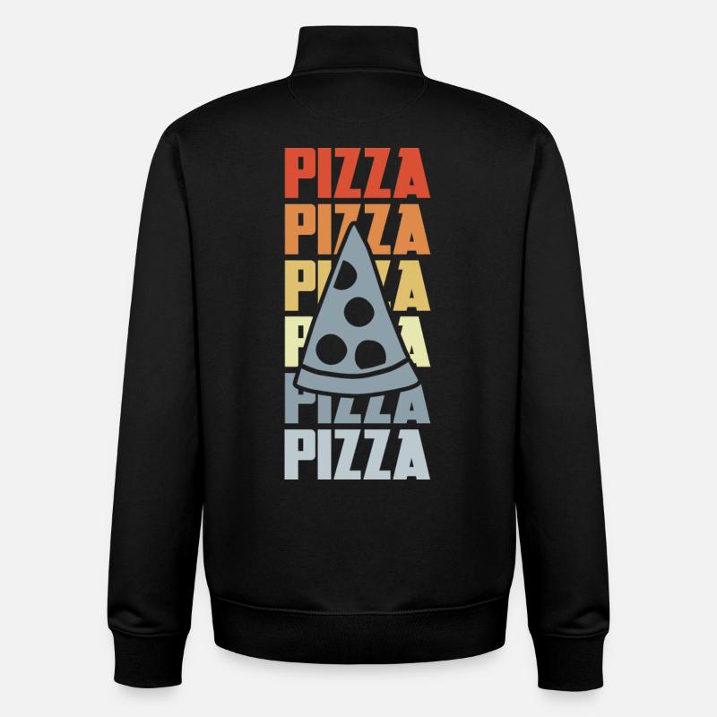 Pizza rétro - Sweat zippé unisexe en coton bio Stanley/Stella - noir