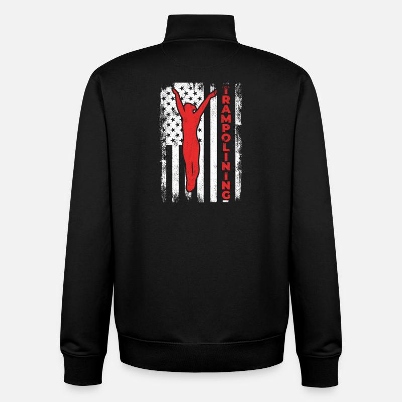 Drapeau des États-Unis Trampoline patriotique - Sweat zippé unisexe en coton bio Stanley/Stella - noir
