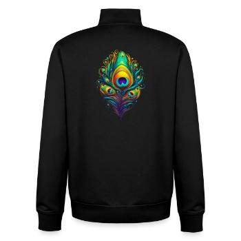 Plumes de paon plumes stylos - Sweat zippé unisexe en coton bio Stanley/Stella - noir - Dos - AI Model Male 185 light (185cm)