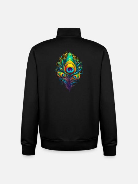 Peacock Feather Feathers Pen Pens - Unisex Organic Zip Sweatshirt by Stanley/Stella - black
