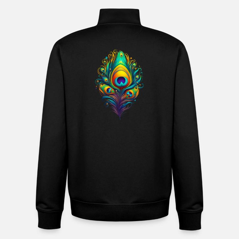 Plumes de paon plumes stylos - Sweat zippé unisexe en coton bio Stanley/Stella - noir